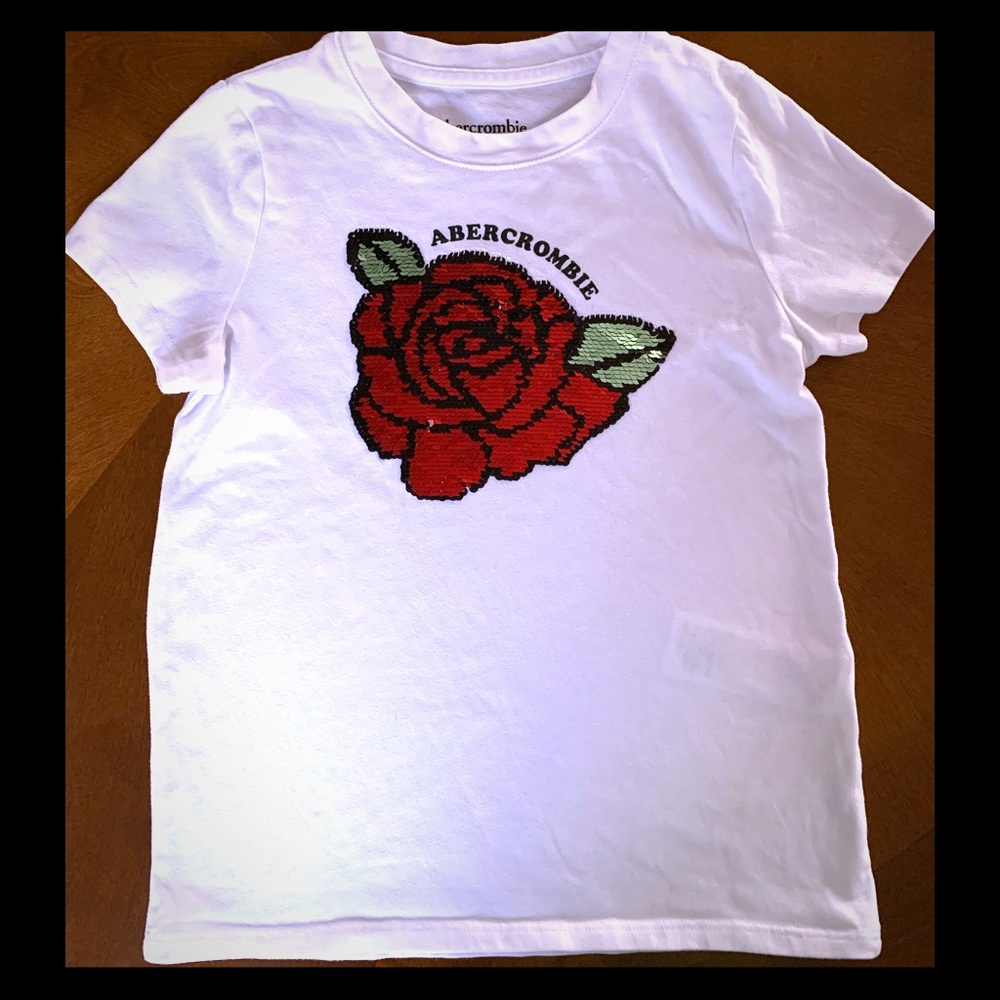 Abercrombie Kids Sequin rose tee shirt in size 7/8